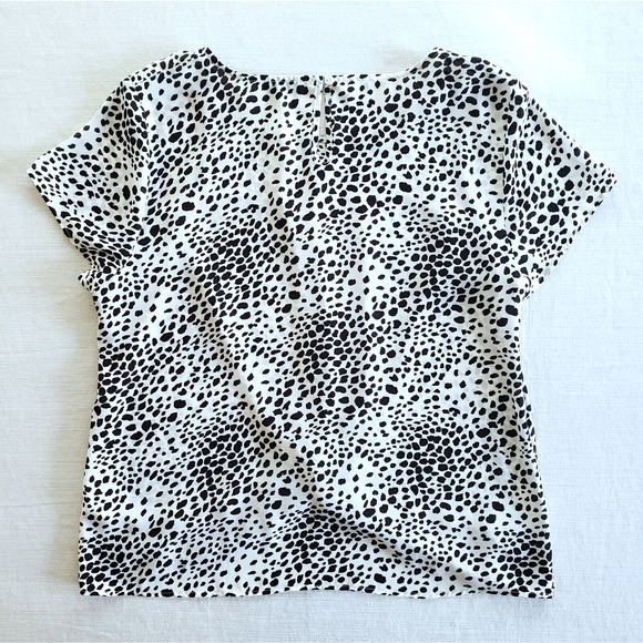 Adrianna Papell Top Womens L Leopard Print Black White Twist Front Career Casual - Picture 7 of 10